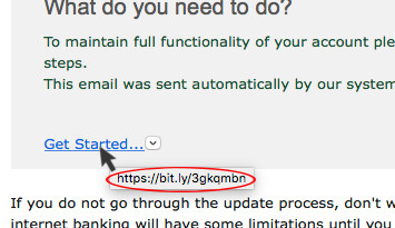 example of a link in an email that leads to phishing website